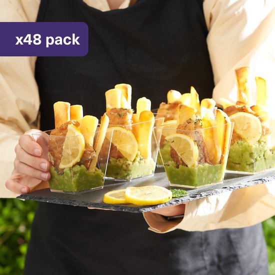 48 gobelets à dessert réutilisables, 225 ml - Robustes et lavables au lave-vaisselle - Bols apéritifs à dessert en plastique pour les fêtes