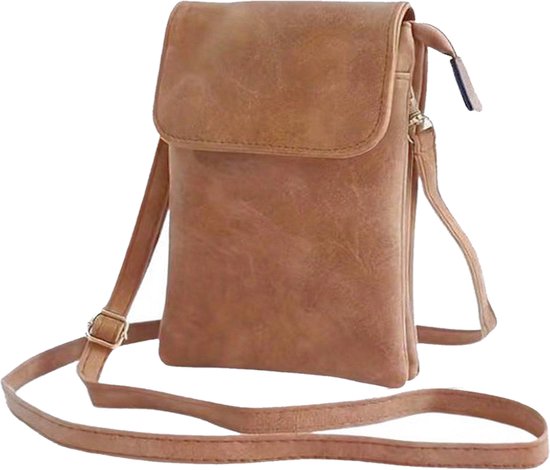 Foto: Suede smartphone telefoon tasje bruin leder 20 x 13 x 3 5 cm fashion favorite