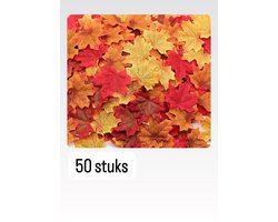 Akyol Bladeren slinger decoratie - herfst versiering - Herfst decoratie 50-stuks Herfst Esdoorn Bladeren | herfstbladeren 8 x 6.5cm | gekleurde nep bladeren | kleur blad geel oranje rood | herfstk