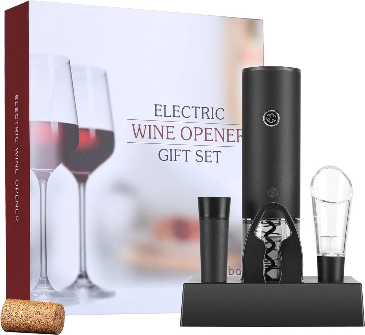 Equivera Elektrische Kurkentrekker Set - Automatische Wijnopener - Wijn Accessoires - Flessenopener - Cadeautip - Premium