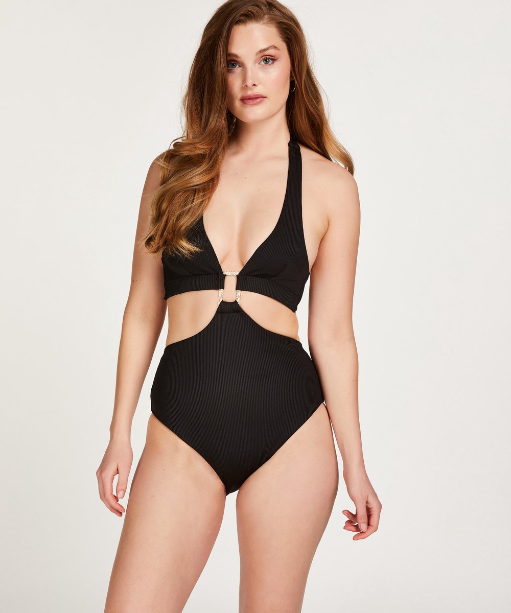 Hunkemöller badpak met streepprint zwart/wit | wehkamp
