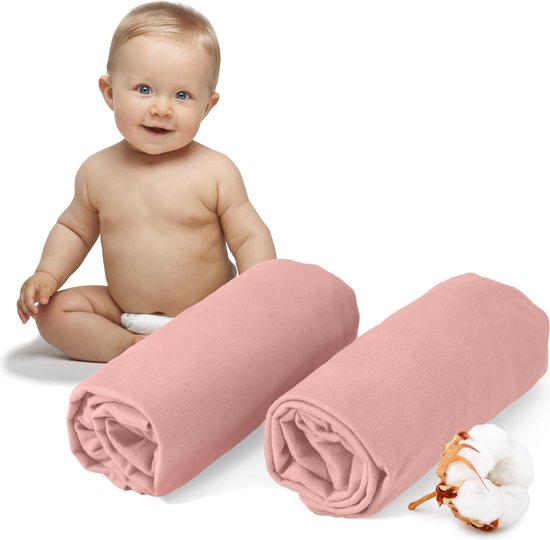 lulumoon Musselin Hoeslakens voor kinderbed, zacht en ademend hoeslaken voor reisbed en babybed, 100% katoen, 60 x 120 - 70 x 140 cm, set van 2 stuks (crème zand