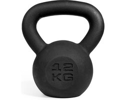 Zipro Kettlebell 12kg, Gietijzer, Brede handgreep, Platte bodem, Eenvoudig elegant ontwerp, Klassieke kettlebell, Duidelijke markeringen, Homegym, Outdoor oefeningen, Zwart