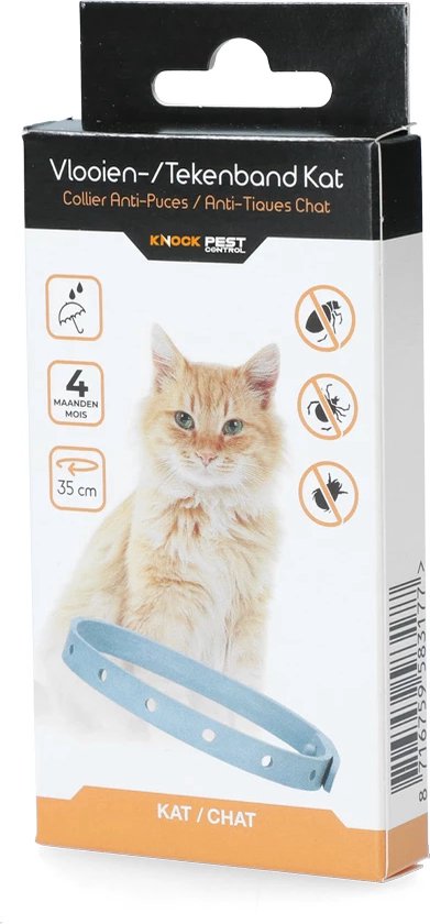 Knock Pest Control Vlooienband Kat 35 cm – Geschikt voor katten - Tekenband – 100% Natuurlijke vlooienbestrijding - Regen- en waterbestendig – Effectief tot 4 maanden