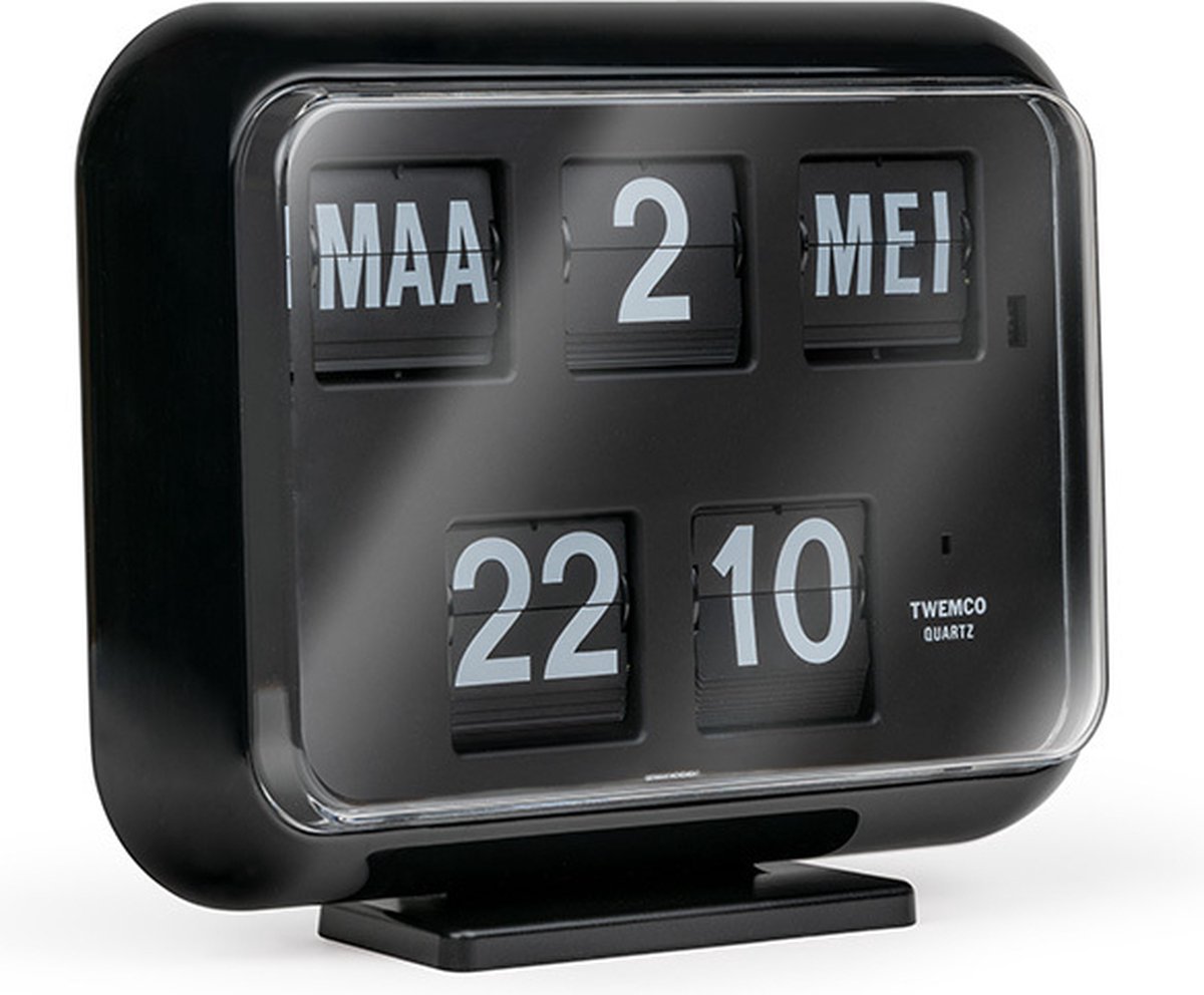 Twemco QD-35 - Flipklok - Zwart - Flip Klok - Nederlandse Datum - 24-uurs tijdsaanduiding - Retro Klok - Wandklok - Tafelklok - Datumklok - Klok Met Datum - Klok Met Dag - Klok Met Dag En Datum - Kalenderklok - Digitale Klok - Klok Voor Slechtzienden