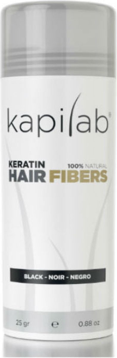 Kapilab Hair Fibers Zwart - Keratine haarvezels verbergen haaruitval - Direct voller haar - 100% natuurlijk - 29 gram