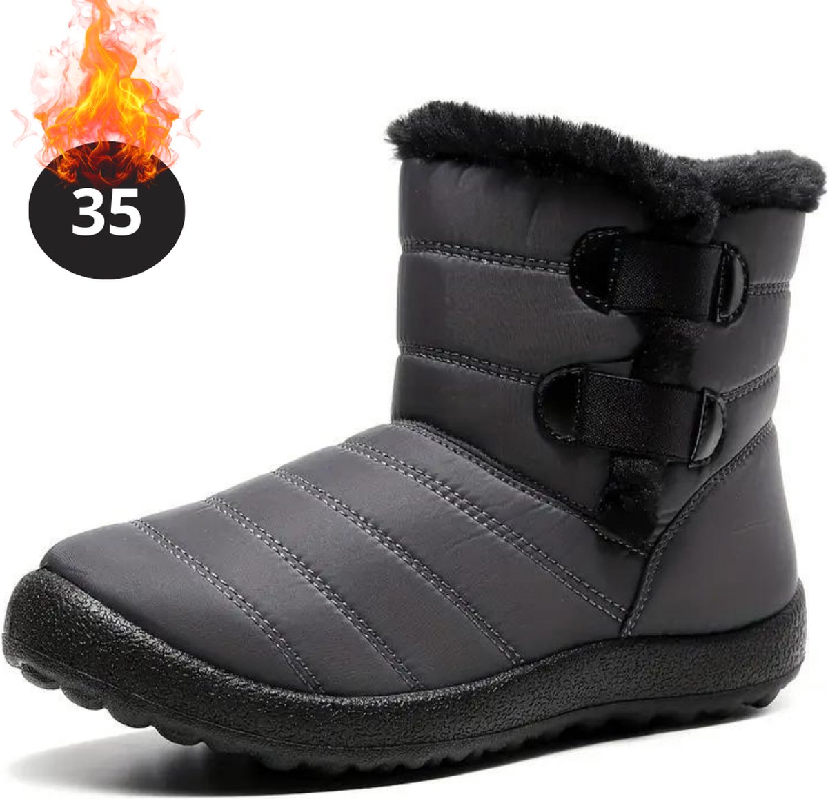 Livano Snowboots Sneeuwschoenen Sneeuwboots Dames Wintersport Ski Skischoenen – 35 Bandje Grijs