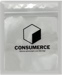 Een doorzichtige plastic verpakking met het zwarte logo van 'CONSUMERCE' en de slogan 'Slimme oplossingen voor elke dag!'.