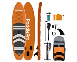 LifeGoods PaddlePro SUP Board - Opblaasbaar Paddle Board - Complete Set - Max. 150KG - 320x81cm - Oranje