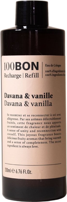100 Bon Davana Vanille Bourbon Eau De Cologne Recharge 200 ml bol