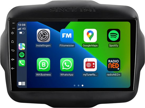 ACAVICA Autoradio Android 15 4 64 GB voor Jeep Renegade 2014-2019 - Wireless CarPlay, GPS, WiFi, Bluetooth, DSP - 9 inch HD-scherm voor navigator en stuurbediening