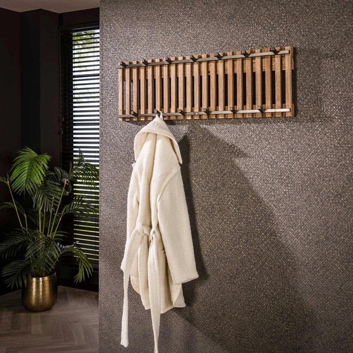 LT-Luce Kapstok Tweak Mango Hout Zandkleur 13 Haken 100cm Bruin