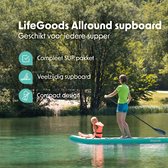 LifeGoods PaddlePro SUP Board - Opblaasbaar Paddle Board - Complete Set - Max. 150KG - 320x81cm - Mintgroen/Zwart