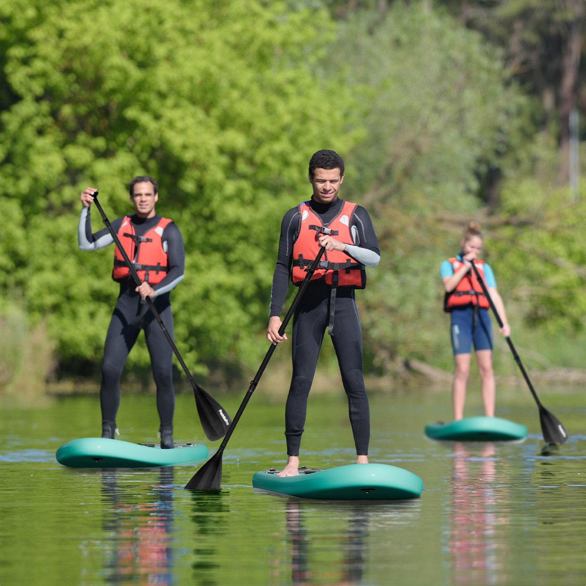 LifeGoods PaddlePro SUP Board - Opblaasbaar Paddle Board - Complete Set - Max. 150KG - 320x81cm - Mintgroen/Zwart – foto 4