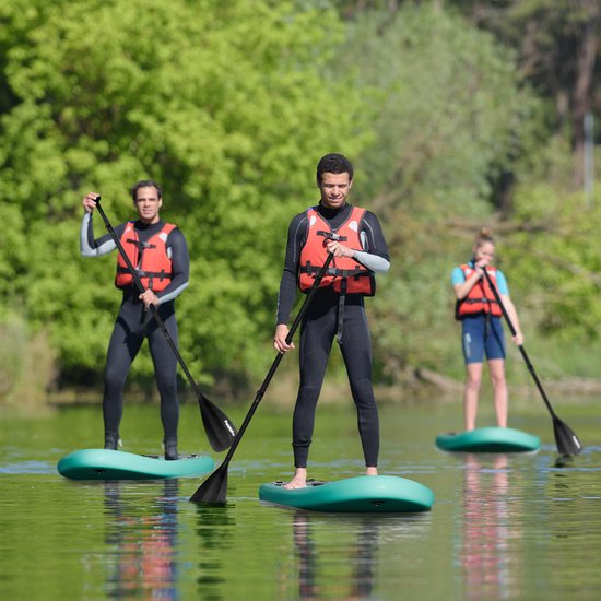 LifeGoods PaddlePro SUP Board - Opblaasbaar Paddle Board - Complete Set - Max. 150KG - 320x81cm - Mintgroen/Zwart