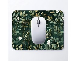 Luxe Muismat Groen - Anti Slip - 235 x 195 mm - Mousepad - Muis Mat - School, Kantoor & Gaming - Kleurrijk - Goud - Midnight Garden