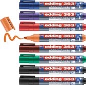 edding 363 whiteboardmarker set - diverse kleuren - 8 whiteboard stiften - beitelpunt 1-5 mm - boardmarker uitwisbaar - voor whiteboard, flipchart, prikbord, memobord - sketchnotes - navulbaar - in kartonnen verpakking