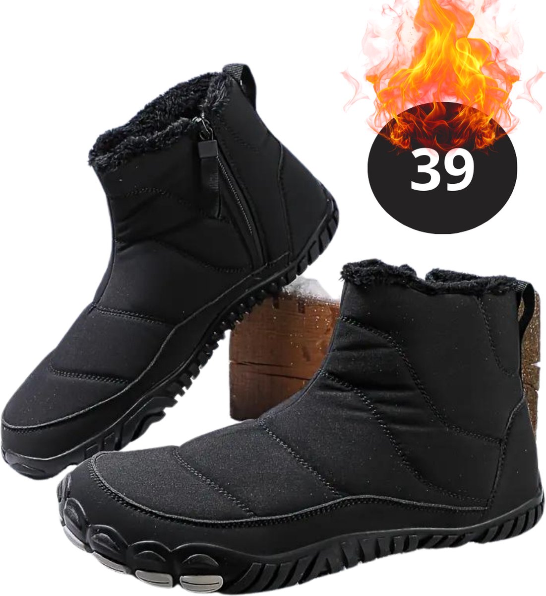 Livano Snowboots Sneeuwschoenen Sneeuwboots Heren Wintersport Ski Skischoenen – 39 Antislip Zwart