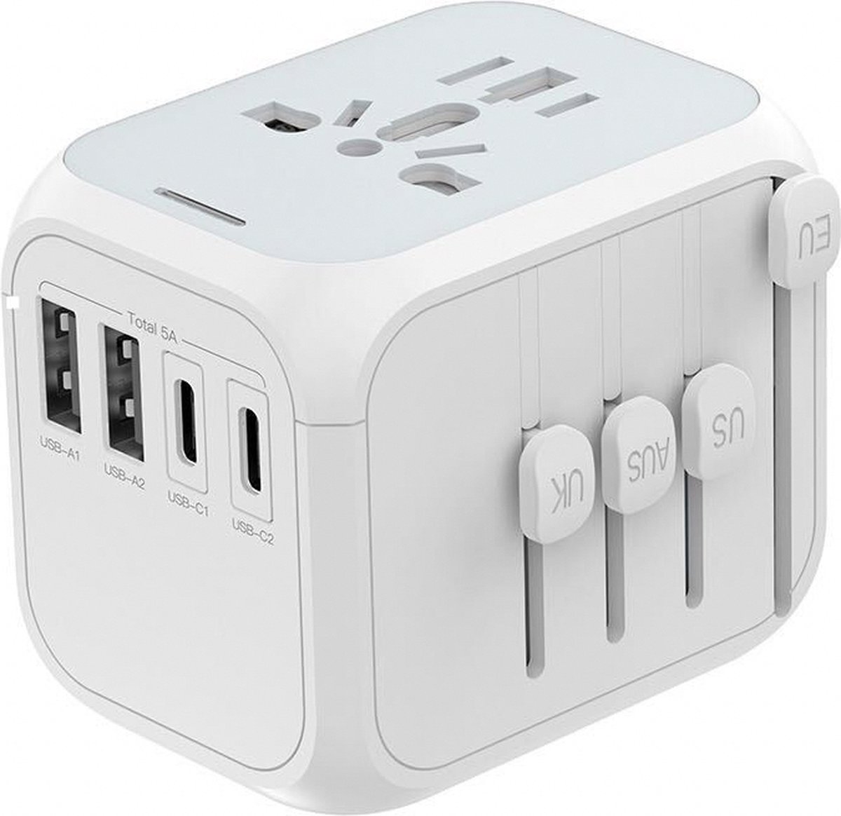ZYLARO Universele Wereldstekker - met USB-C en USB-A - Reisstekker - Internationale Reisadapter voor 180+ landen - Amerika (USA) - Zuid Amerika - Engeland (UK) - Zwitserland - Azië - Europa - Afrika - Wereldstekkers - Wit
