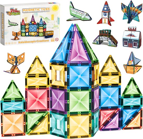Fits4Kidsยฎ Magnetic Tiles - Magnetische Bouwtegels - STEM Speelgoed - Magnetisch Speelgoed