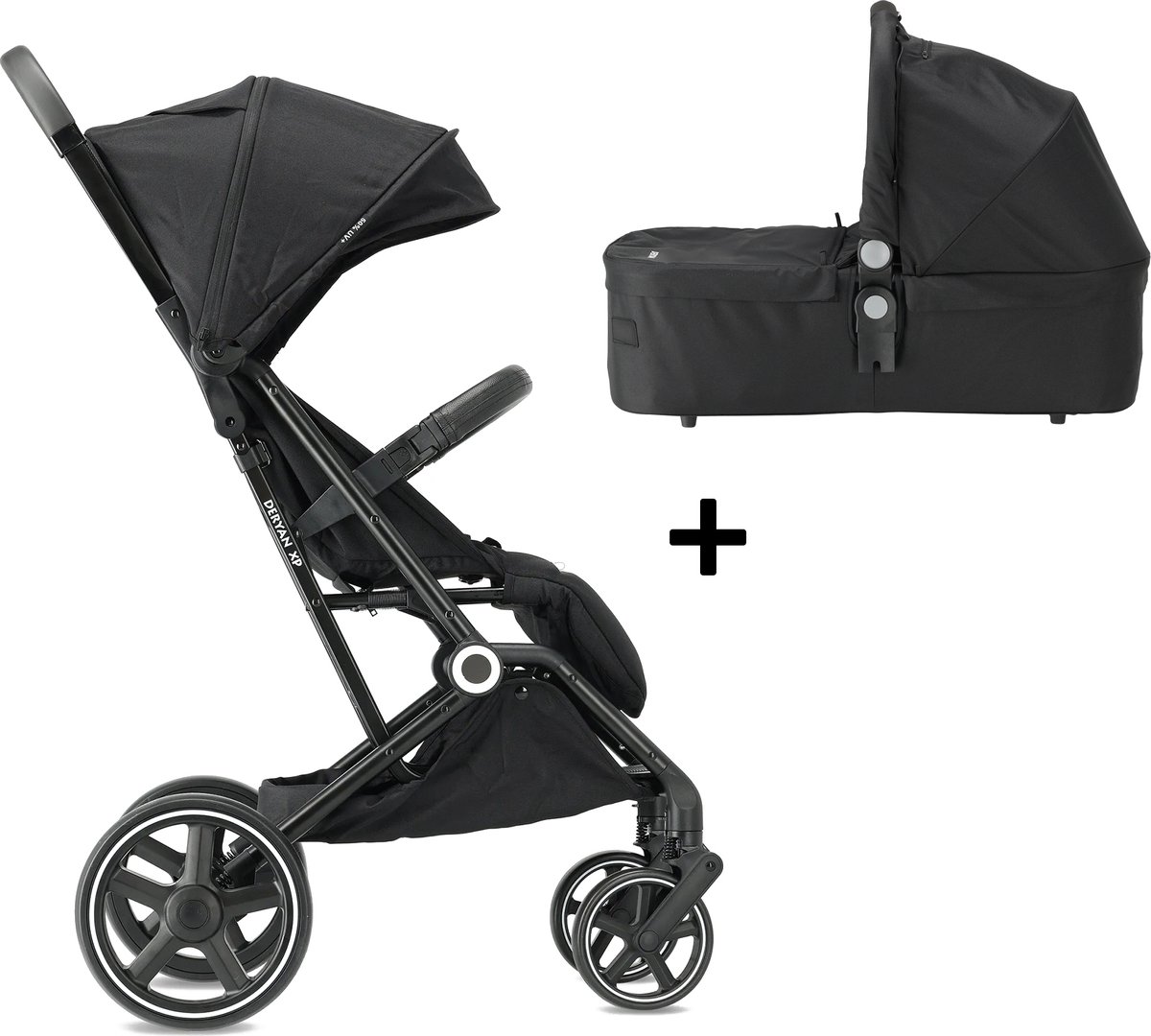 Bol.com Deryan Luxe XP Buggy XL - Kinderwagen Inclusief Reiswieg - Compact lichtgewicht - Zwart aanbieding