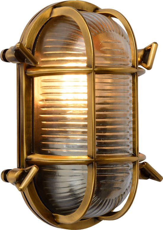 Lucide DUDLEY - Wandlamp Binnen/Buiten - 1xE27 - IP65 - Mat Goud / Messing