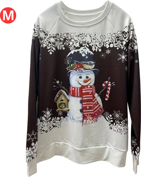 Bovista Kersttrui - Dames - Foute Kersttrui - Christmas Sweater - Kerst Sweater - Christmas Jumper - Pyjama - Pullover - Sneeuwpop - Koffie - Maat M