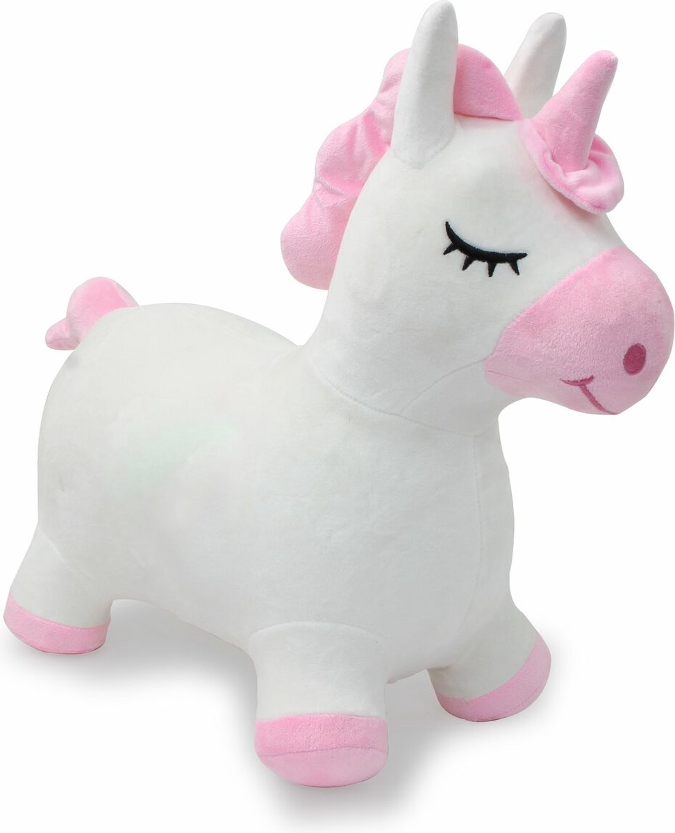 Jamara Skippybal - 466002 Skippydier Eenhoorn Wit Roze Pluche Junior met Pomp — afbeelding 8