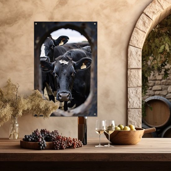 Affiche transparente - Affiche Vaches - Affiche Jardin Animaux - Décoration murale jardin - Tableau extérieur clôture - Décoration Jardin affiche jardin 40x60 cm