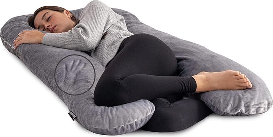 Coussin De Grossesse En U - Mousse Mémoire De Forme, Housse Amovible - Soutien Dos, Ventre, Jambes - Gris