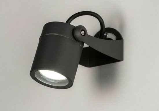 Lumidora Opbouwspot 30847 - GU10 - 5.0 Watt - 300 Lumen - 2700 Kelvin - Zwart - Antraciet donkergrijs - Metaal - Buitenlamp - IP65 - Met Sensor