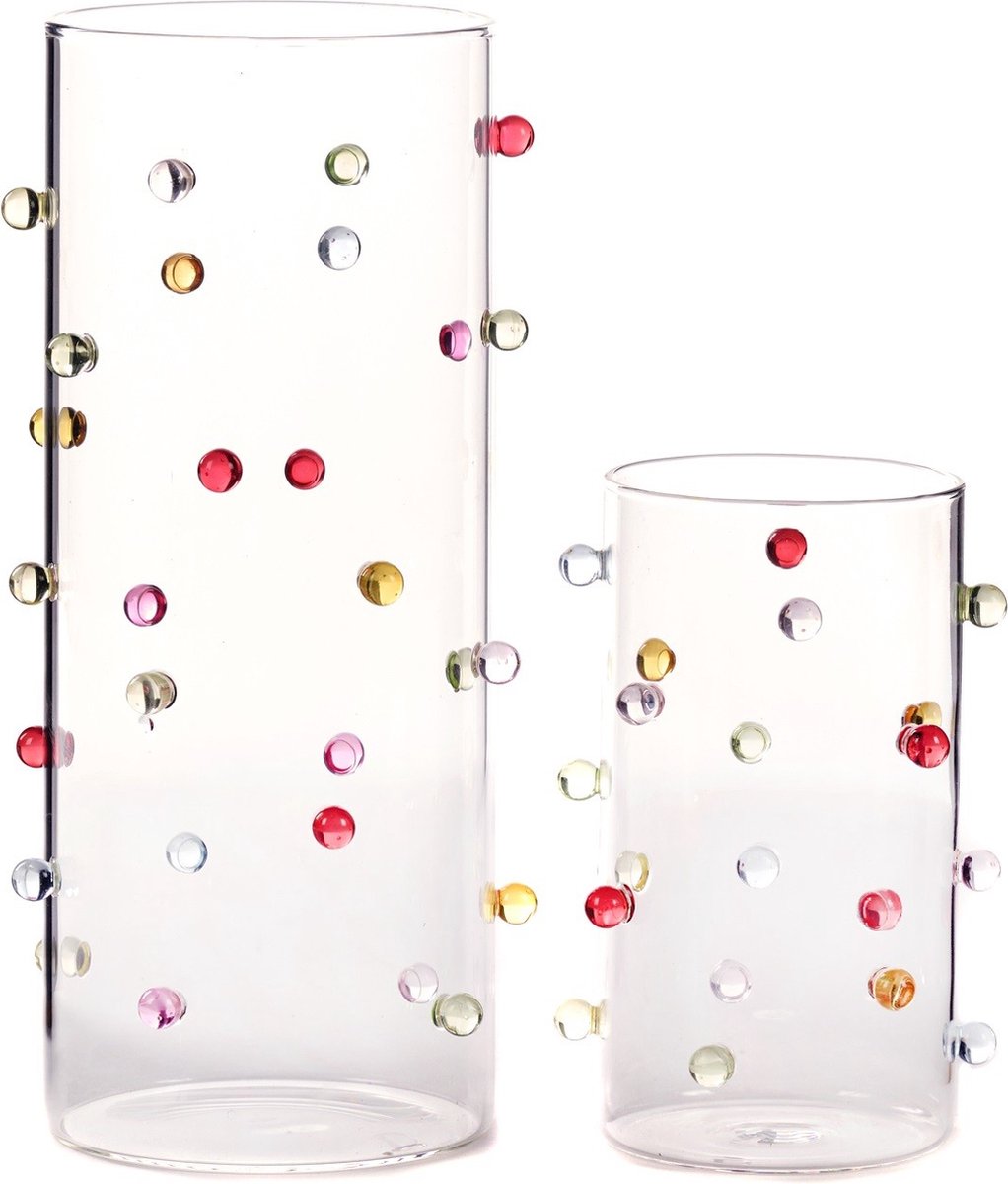 Goodwill Vaas Glas Multicolour H 25 cm Voordeelset Per 2 Stuks.