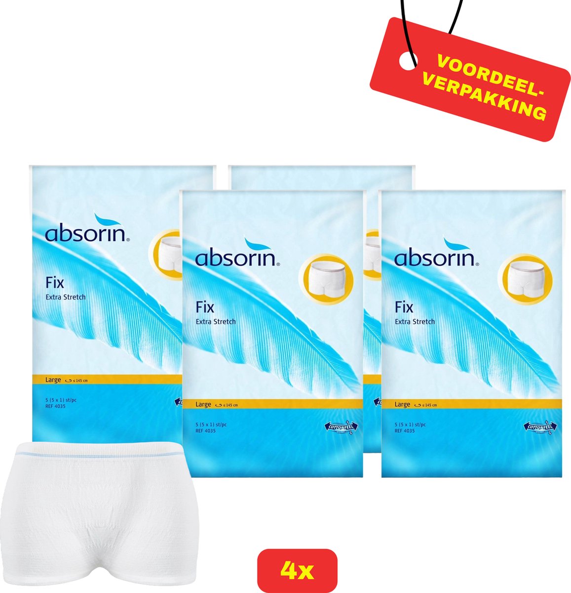Goedkoopste 4x Absorin Fix Extra Stretch Maat L - 4x 5 stuks - Voordeelverpakking!