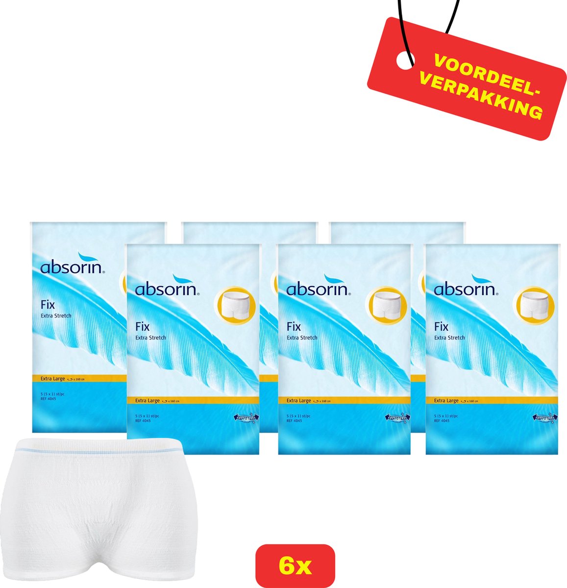 Goedkoopste 6x Absorin Fix Extra Stretch Maat XL - 6x 5 stuks - Voordeelverpakking!