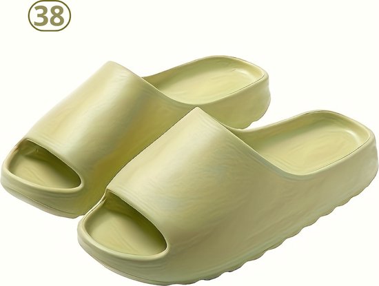 Bovista Slippers confortables - Chaussons de bain - Tongs - Dias antidérapants - Tongs - Semelle intérieure ferme - Vert - Taille 38