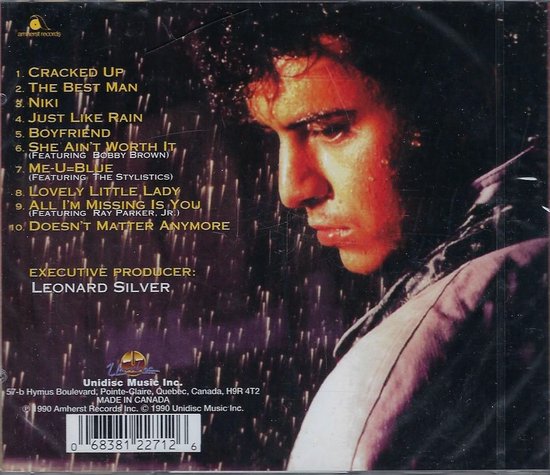 Glenn Medeiros, portret van zanger, regen op huid, tracklist.