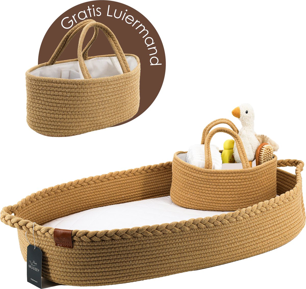 Goedkoopste Muuzey Verschoonmand incl. luiermand - Mozesmand - Verschoonmand XL - Incl. Extra comfortabel Matras en Matrashoes - Aankleedkussen - Luxe Verschoonmand - Verschoonkussen - Changing Basket - Handgemaakt