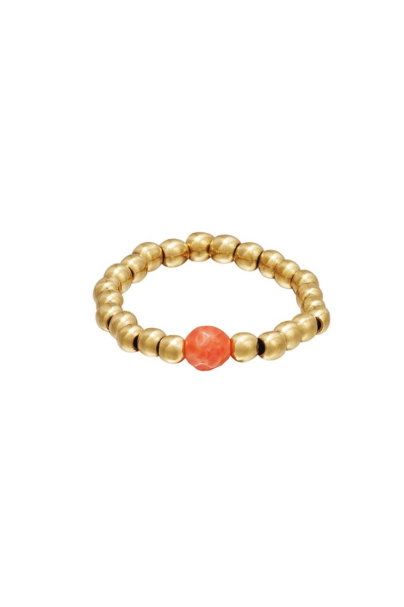 Teenring kralen Oranje & Goud Hematiet 14