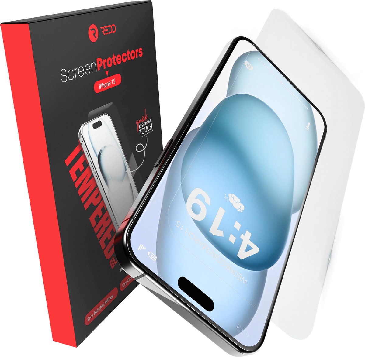 REDD Screenprotector geschikt voor iPhone 15 / 15 Pro - Ultradun 9H Tempered Tempered gehard Glas - Krasbestendig en Case Friendly - 2 Stuks