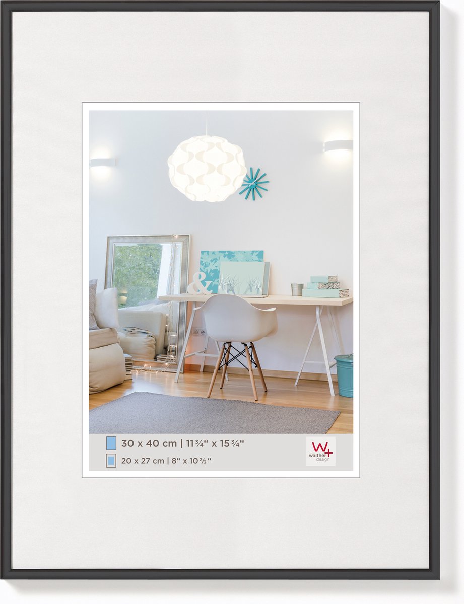 Walther New Lifestyle - Kunststof lijst - Fotoformaat 42x59,4 cm (DIN A2) - Kunstglas - Zwart