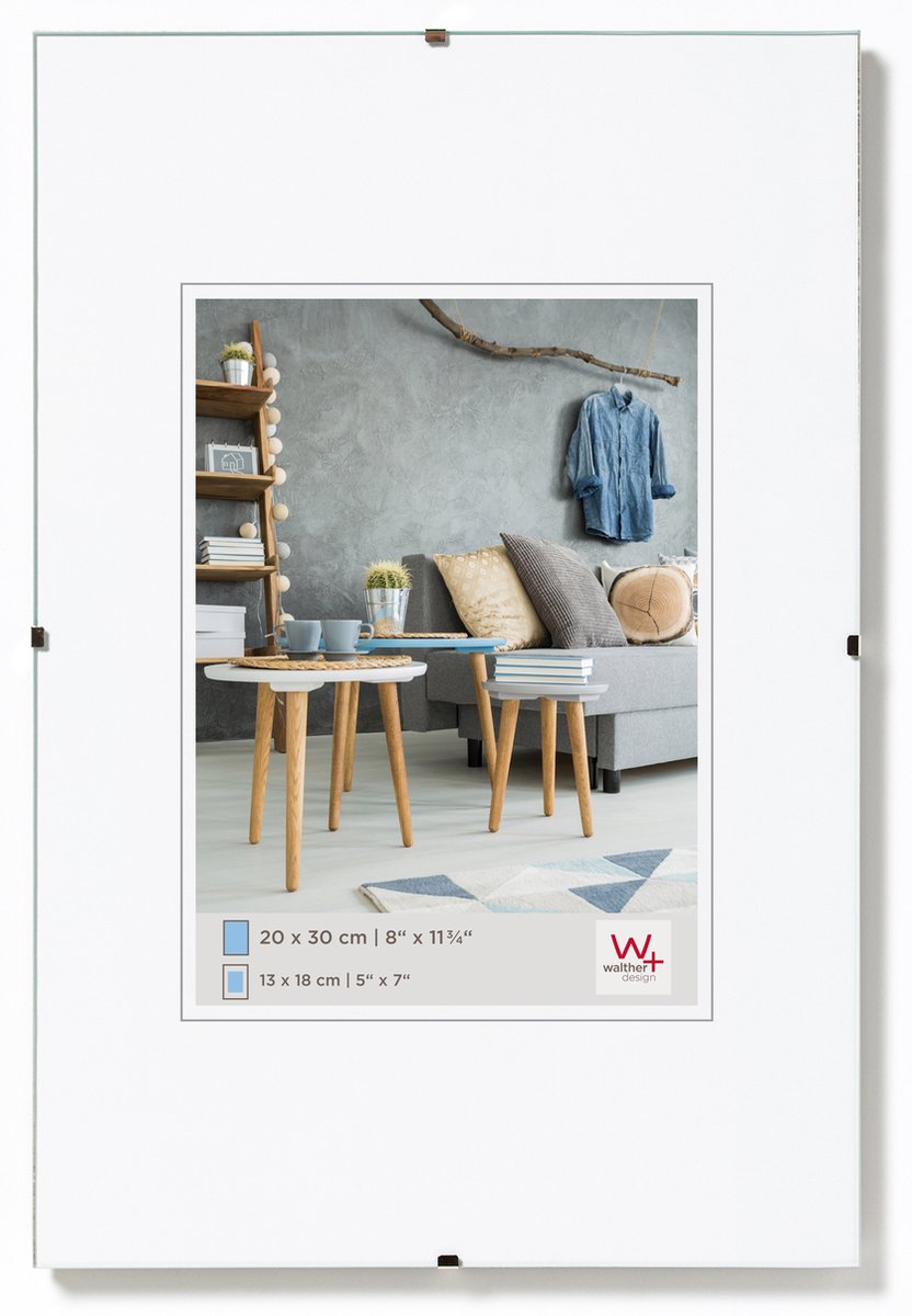 Walther Fotolijstloze schilderijhouders (clip frame) - Frameformaat 13x18 cm - Antireflecterend Glas