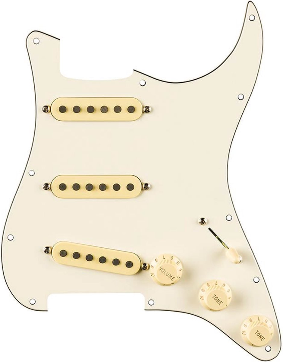 Fender 992248509 Pre-wired Strat Pickguard Eric Johnson Signature SSS, 11 screw holes, parchment