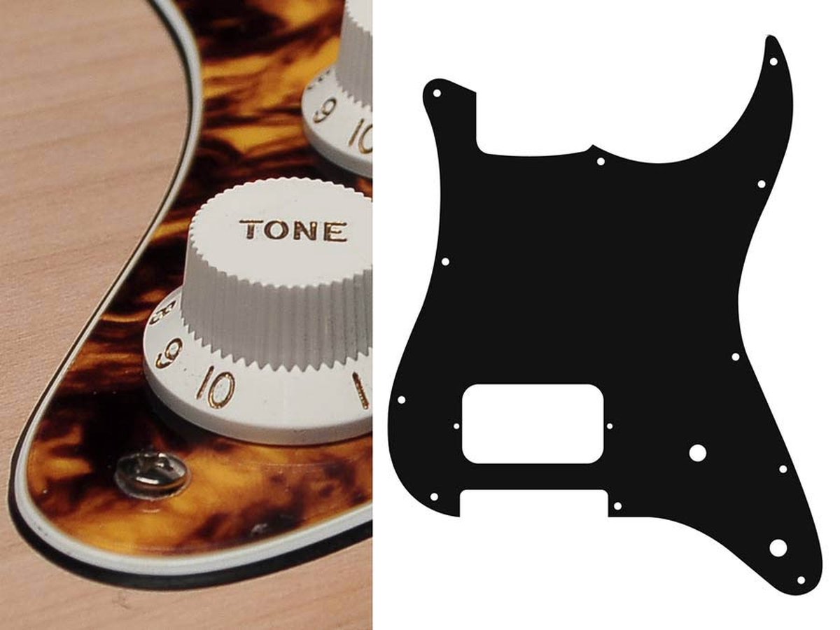 Boston ST-344-MY pickguard, Stallion, H, 2 pot holes, 3 ply, marble yellow