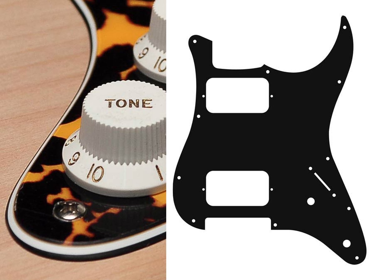 Boston ST-332-WCY pickguard, Stallion, HH, 2 pot holes, 3-5 switch, 3 ply, wild cat yellow