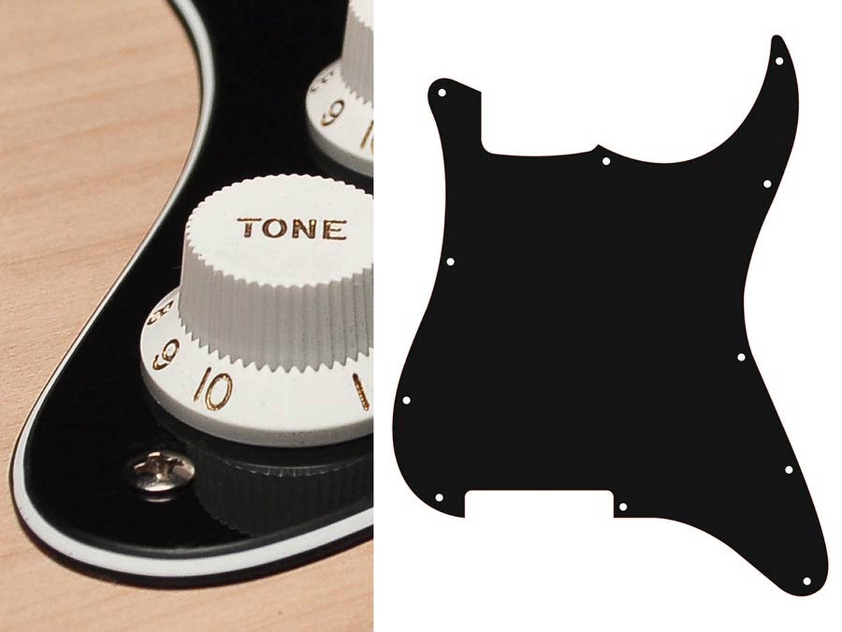 Boston ST-300-B pickguard, Stallion, no holes (only screw holes), 3 ply, black