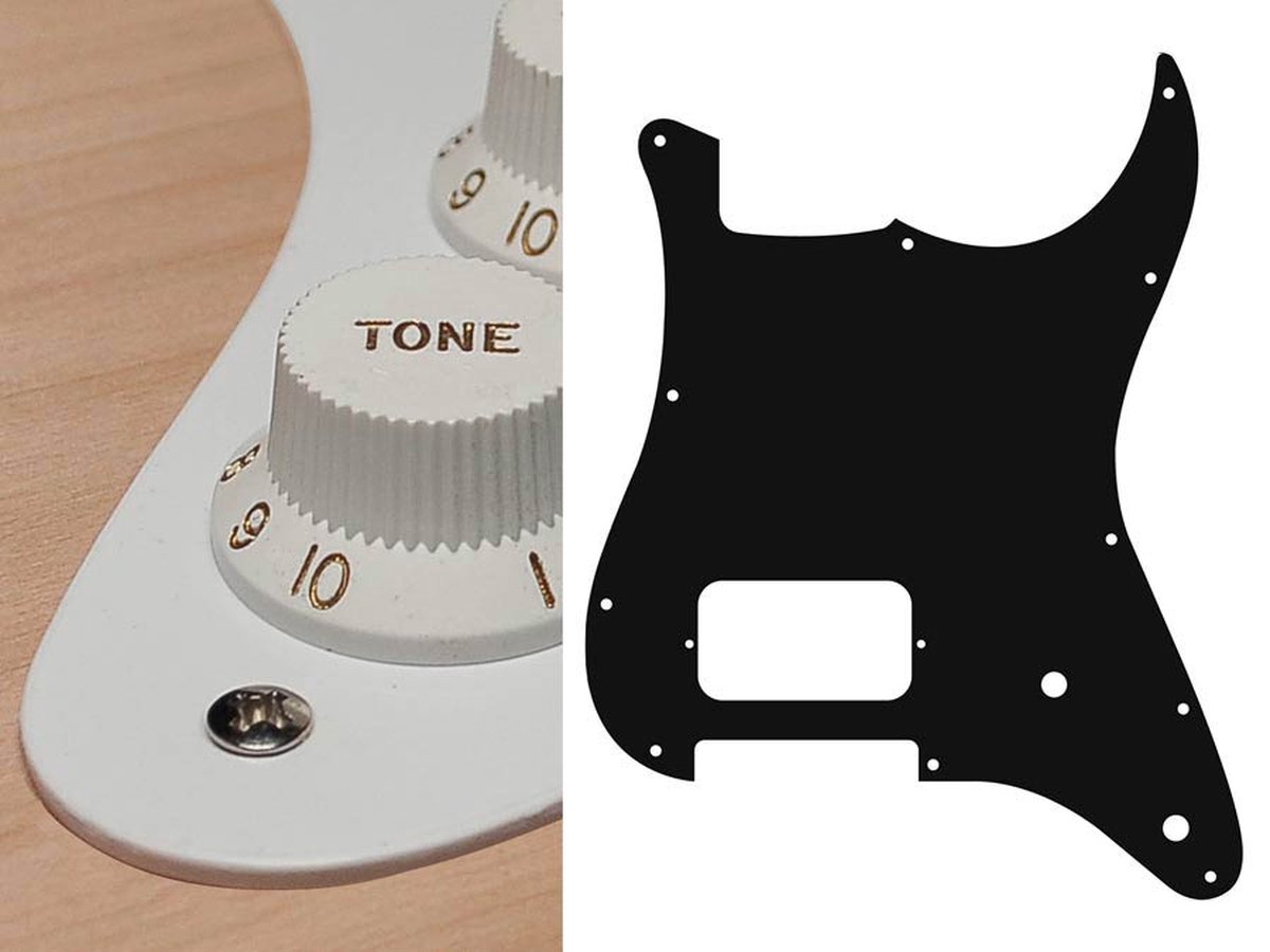 Boston ST-144-W pickguard, Stallion, H, 2 pot holes, 1 ply, white