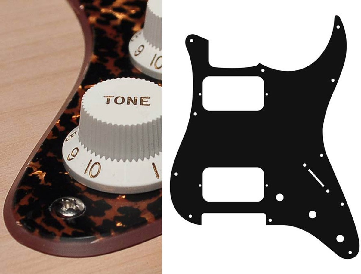 Boston ST-233-RBP pickguard, Stallion, HH, 3 pot holes, 3-5 switch, 2 ply, tiger brown pearl