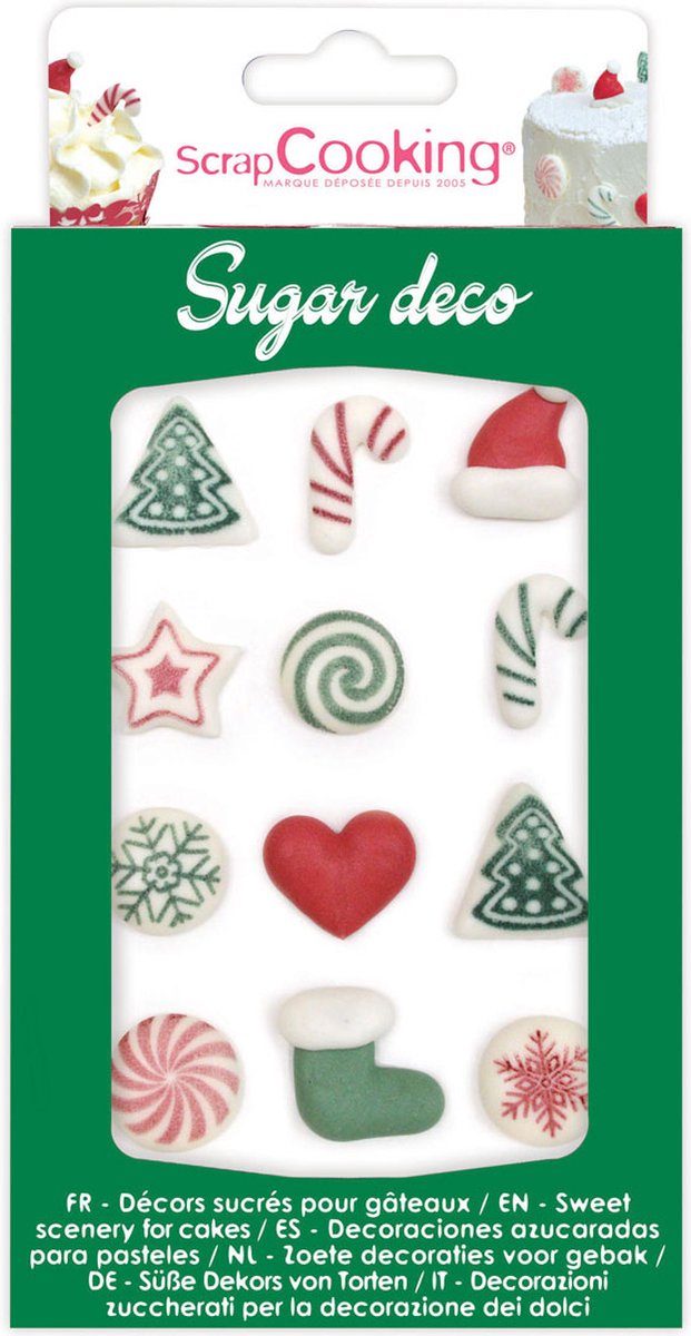 KERST DECORATIE - Taart - Scrapcooking - Suikerdecoraties - XMas - Set/12