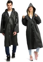 Festival Regenjas - Zwart | Unisex EVA Capuchon Poncho | Lichtgewicht / Waterdicht | Fashion Favorite