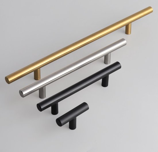 MSQDESIGN- RVS T greep - Handgrepen Goud RVS - Handgreep 200mm - Hartafstand 128mm - Handgrepen kast - Meubelgrepen - Keukengreep Goud - Kastgrepen - Handgrepen voor deurtjes - handgreep keuken - Deurgreep - incl schroeven